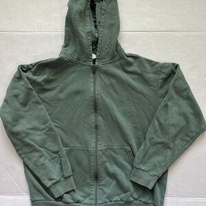 H&M Unisex Sage Green Zip-Up Hoodie - Size 14+ Youth/Adult XS